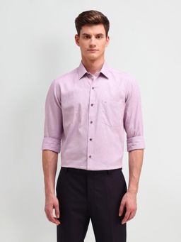 Arrow - Textured Purple Full Sleeves Collar Neck Slim Fit Shirt