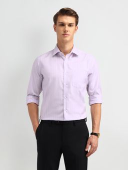 Arrow - Stripe Lavender Full Sleeves Collar Neck Slim Fit Shirt