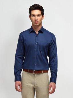 Arrow - Solid Navy Blue Full Sleeves Collar Neck Slim Fit Shirt