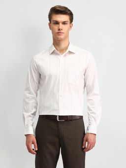 Arrow - Stripe Beige Full Sleeves Collar Neck Slim Fit Shirt