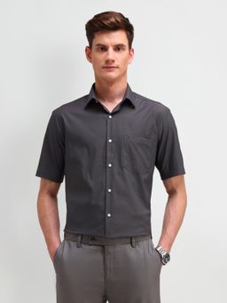 Arrow - Printed Grey Half Sleeves Collar Neck Regular Fit Shirt