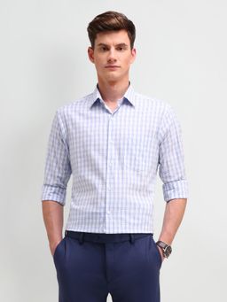 Arrow - Checks Navy Blue Full Sleeves Collar Neck Slim Fit Shirt