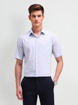 Arrow - Printed Blue Half Sleeves Collar Neck Regular Fit Shirt