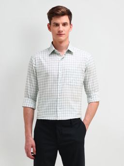 Arrow - Checks Light Green Full Sleeves Collar Neck Slim Fit Shirt