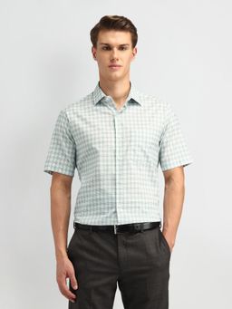 Arrow - Printed Green Half Sleeves Collar Neck Regular Fit Shirt