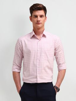 Arrow - Checks Pink Full Sleeves Collar Neck Slim Fit Shirt