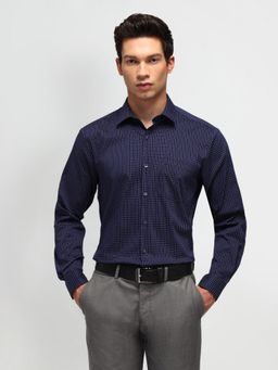 Arrow - Checks Navy Blue Full Sleeves Collar Neck Regular Fit Shirt