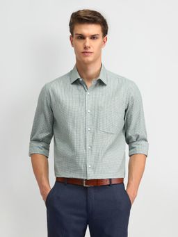 Arrow - Checks Green Full Sleeves Collar Neck Regular Fit Shirt
