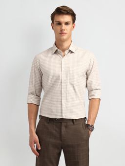 Arrow - Checks Beige Full Sleeves Collar Neck Slim Fit Shirt