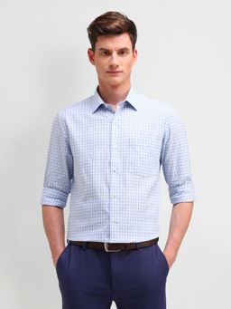Arrow - Checks Blue Full Sleeves Collar Neck Regular Fit Shirt