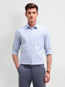 Arrow - Checks Blue Full Sleeves Collar Neck Slim Fit Shirt