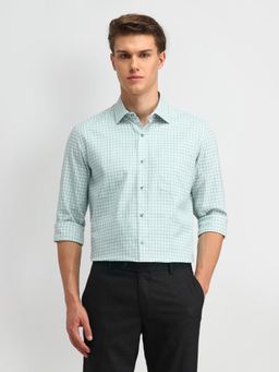 Arrow - Checks Green Full Sleeves Collar Neck Regular Fit Shirt