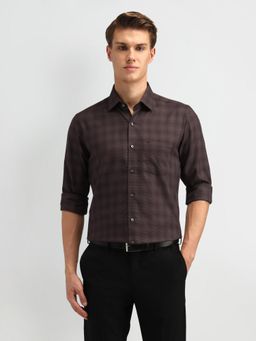 Arrow - Checks Brown Full Sleeves Collar Neck Slim Fit Shirt
