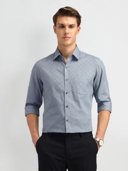 Arrow - Geometric Grey Full Sleeves Collar Neck Slim Fit Shirt