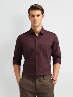 Arrow - Stripe Brown Full Sleeves Collar Neck Regular Fit Shirt