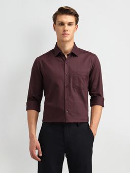 Arrow - Stripe Brown Full Sleeves Collar Neck Slim Fit Shirt