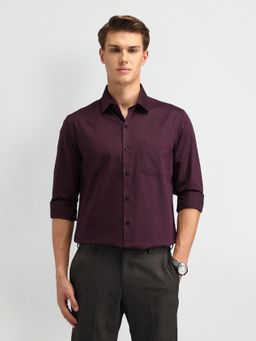 Arrow - Printed Wine Full Sleeves Collar Neck Slim Fit Shirt