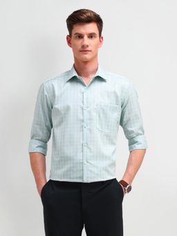 Arrow - Checks Green Full Sleeves Collar Neck Regular Fit Shirt