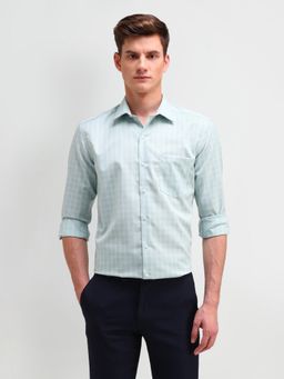 Arrow - Checks Green Full Sleeves Collar Neck Slim Fit Shirt