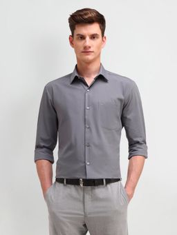 Arrow - Solid Grey Full Sleeves Collar Neck Slim Fit Shirt