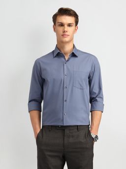 Arrow - Solid Blue Full Sleeves Collar Neck Slim Fit Shirt