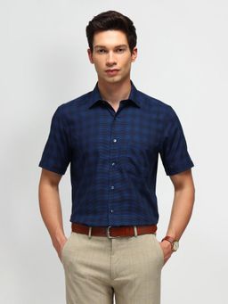 Arrow - Checks Blue Half Sleeves Collar Neck Regular Fit Shirt