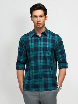 Arrow Sports - Checks Green Full Sleeves Collar Neck Regular Fit Shirt