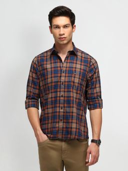 Arrow Sports - Checks Brown Full Sleeves Collar Neck Regular Fit Shirt