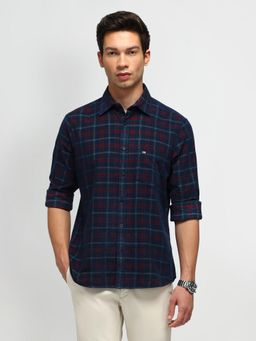 Arrow Sports - Checks Navy Blue Full Sleeves Collar Neck Regular Fit Shirt