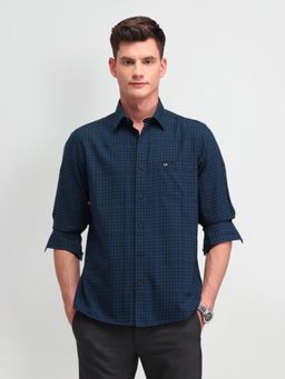 Arrow Sports - Checks Teal Full Sleeves Collar Neck Regular Fit Shirt