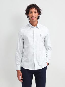 U.S. Polo Assn. Denim Co. - Abstract Print Grey Full Sleeves Collar Neck Slim Fit Shirt