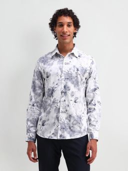 U.S. Polo Assn. Denim Co. - Abstract Print Grey Full Sleeves Collar Neck Slim Fit Shirt