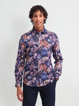 U.S. Polo Assn. Denim Co. - Floral Purple Full Sleeves Collar Neck Slim Fit Shirt