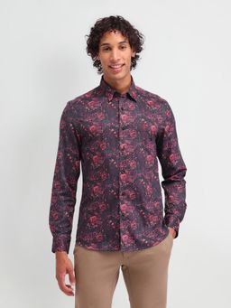 U.S. Polo Assn. Denim Co. - Floral Wine Full Sleeves Collar Neck Slim Fit Shirt