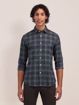 U.S. POLO ASSN. - Checks Green Full Sleeves Collar Neck Regular Fit Shirt