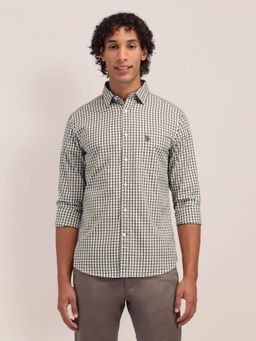 U.S. POLO ASSN. - Checks Green Full Sleeves Collar Neck Regular Fit Shirt