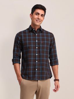 U.S. POLO ASSN. - Checks Brown Full Sleeves Collar Neck Regular Fit Shirt