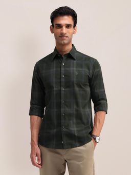 U.S. POLO ASSN. - Checks Green Full Sleeves Collar Neck Regular Fit Shirt