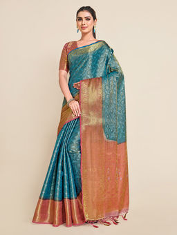 Mimosa - Women'S Kanjivaram Art Silk Saree With Unstiched Blouse