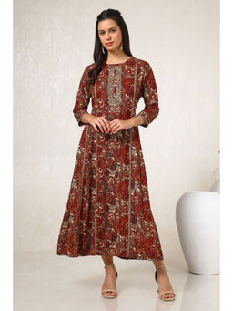 Soch - Maroon Rayon Embroidered Sequins Work Dress