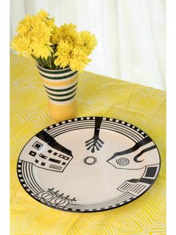 Freedom Tree - Mombaye City Ceramic Round Platter Black