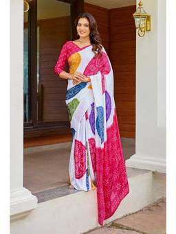 Nyri - Womens Multi Color Daily Wear Printed Crepe Saree
