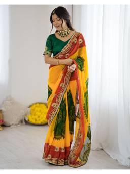 Nyri - Bandhani Printed Multi Color Georgette Saree