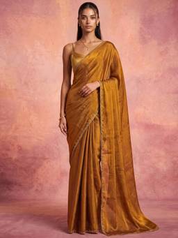 Nyri - Top Dyed Golden Shimmer Chiffon Saree