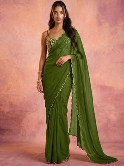 Nyri - Green Georgette Saree