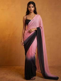 Nyri - Padding Dyed Baby Pink Georgette Saree