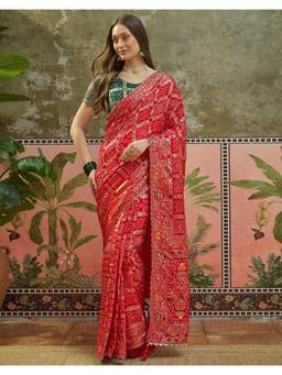 Nyri - Zari Weaving Red Chanderi Silk Saree