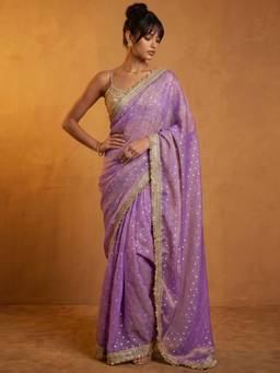 Nyri - Weaving Light Purple Shimmer Georgette Saree