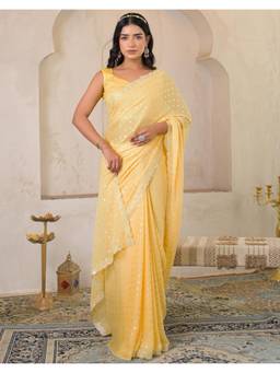 Nyri - Weaving Yellow Georgette Saree