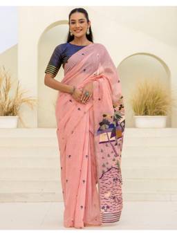 Nyri - Weaving Light Pink Chanderi Saree